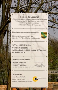 Rittergut Großzschepa, Bauschild