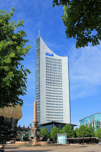 City-Hochhaus Leipzig und Mendebrunnen