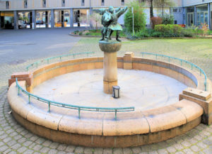 Hof im Wohnblock am Markt Leipzig, Brunnen