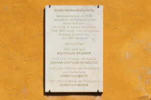 Gedenktafel am Christian-Wolff-Haus in Halle (Saale)