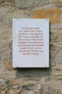 Gedenktafel Zerstörung in Halle (Saale)