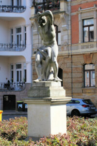 Fechterfigur auf dem Nikischplatz in Leipzig