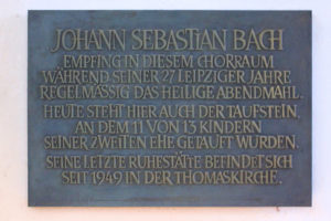 Gedenktafel für Johann Sebastian Bach in der Thomaskirche zu Leipzig