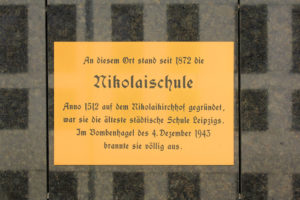 Gedenktafel für die Nikolaischule in Leipzig