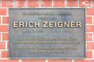 Gedenktafel für Erich Zeigner in Lindenau