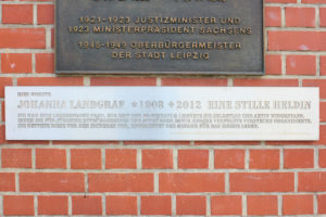 Gedenktafel für Johanna Landgraf in Lindenau