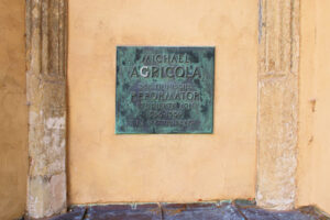 Gedenktafel für Michael Agricola am Augusteum in Wittenberg