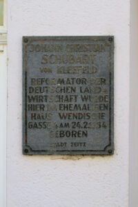 Gedenktafel für Johann Christian Schubart in Zeitz