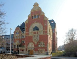 Deutsches Buchgewerbehaus Leipzig (BUGRA-Messehaus), Westansicht