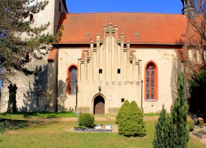 Krostitz, Ev. Pfarrkirche, gotischer Giebel