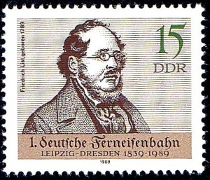 Friedrich List auf einer Briefmarke der Deutschen Post der DDR, 1989