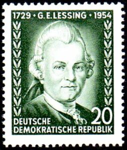 Gotthold Epharim Lessing auf einer Briefmarke der Deutschen Post der DDR, 1954
