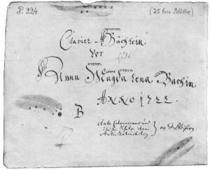 Clavier-Büchlein vor Anna Magdalena Bachin Anno 1722, Deckblatt
