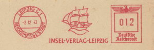 Absenderfreistempel des Verlags vom 2. Dezember 1943 (Verwendung gut einen Tag vor dem Bombenangriff auf Leipzig)