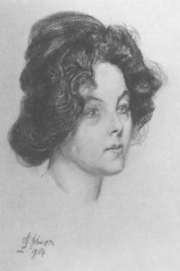 Elsa Assenijeff, Zeichnung von Max Klinger 1904