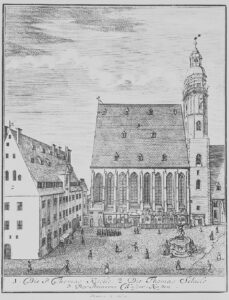 Thomaskirche und Thomasschule in Leipzig 1723