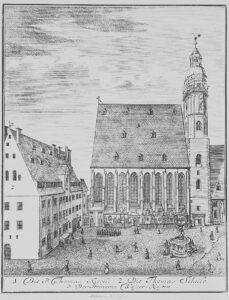 Thomaskirche und Thomasschule in Leipzig 1723