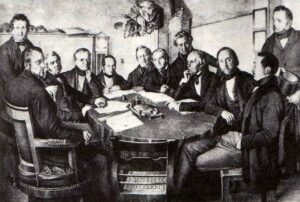 Direktorium der Leipzig-Dresdner Eisenbahn-Compagnie 1852, vierter von links Wilhelm Einert